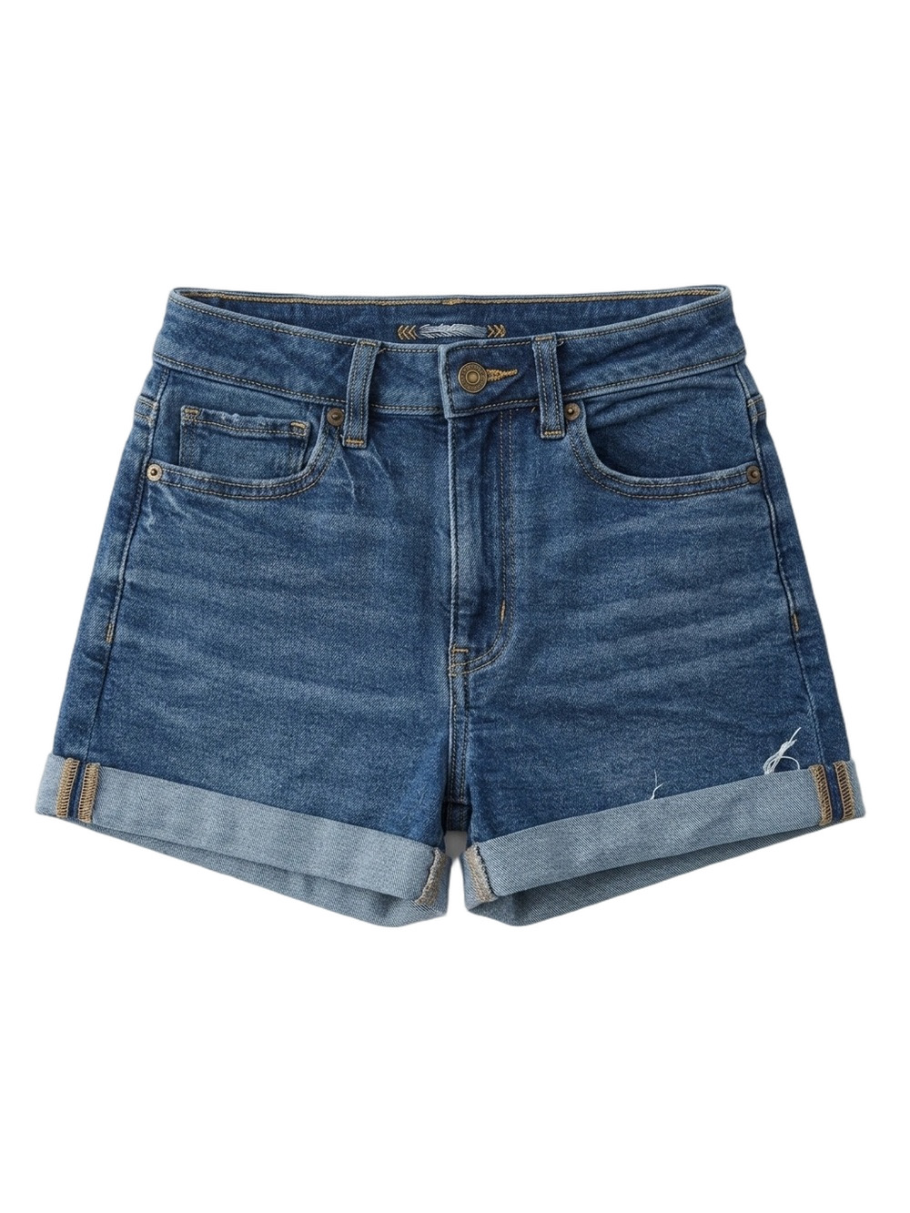 American Eagle High Rise Mom Shorts Medium Wash Cuffed Denim Size 00